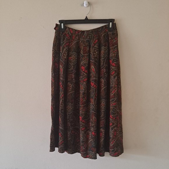 Pendleton Multicolored Rayon Paisley Pattern Pleated Midi Skirt - Size 10 - Picture 6 of 7
